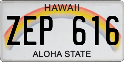 HI license plate ZEP616