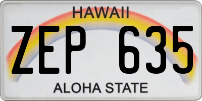 HI license plate ZEP635