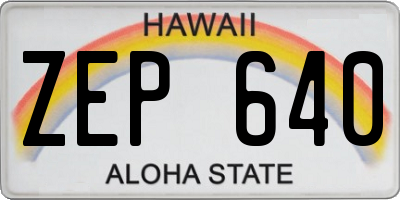 HI license plate ZEP640