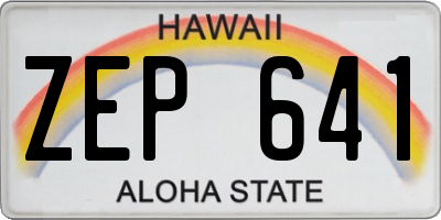 HI license plate ZEP641