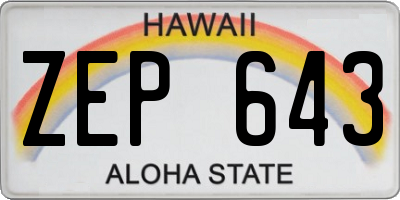 HI license plate ZEP643