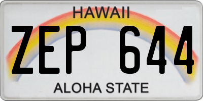HI license plate ZEP644