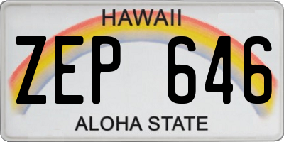 HI license plate ZEP646