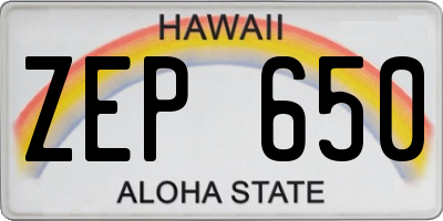 HI license plate ZEP650