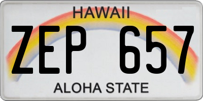 HI license plate ZEP657