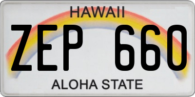 HI license plate ZEP660
