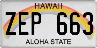 HI license plate ZEP663