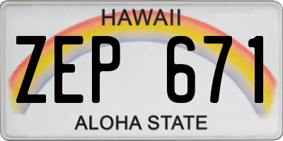 HI license plate ZEP671