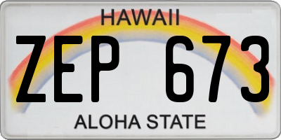 HI license plate ZEP673