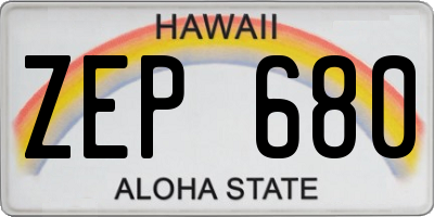 HI license plate ZEP680
