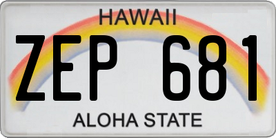 HI license plate ZEP681