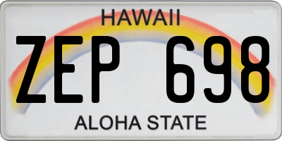 HI license plate ZEP698