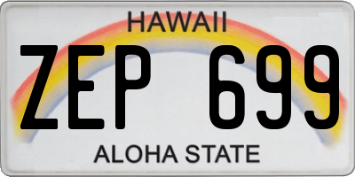 HI license plate ZEP699