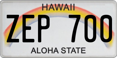 HI license plate ZEP700