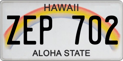 HI license plate ZEP702
