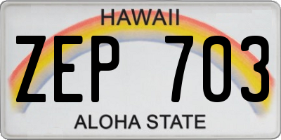 HI license plate ZEP703