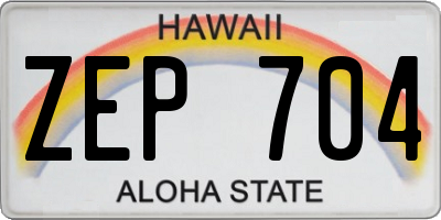 HI license plate ZEP704