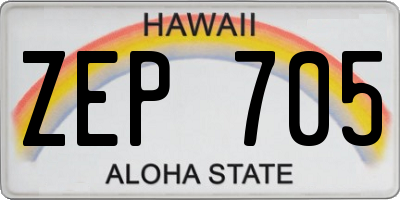 HI license plate ZEP705