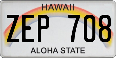 HI license plate ZEP708