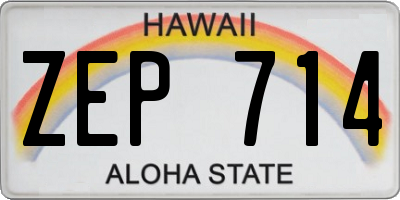 HI license plate ZEP714