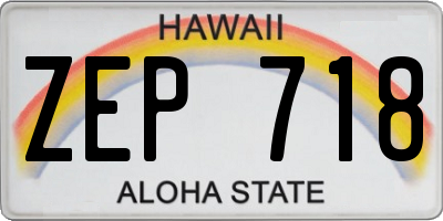 HI license plate ZEP718