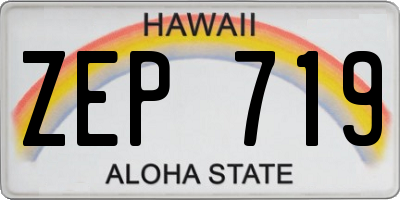 HI license plate ZEP719