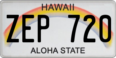 HI license plate ZEP720