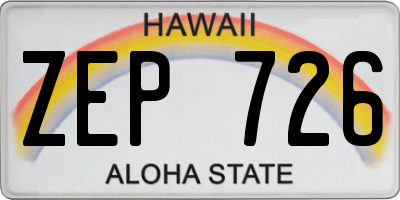HI license plate ZEP726