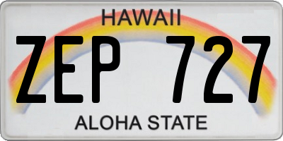HI license plate ZEP727