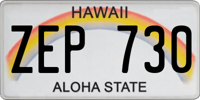 HI license plate ZEP730