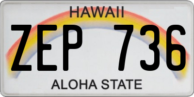 HI license plate ZEP736