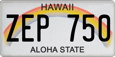 HI license plate ZEP750