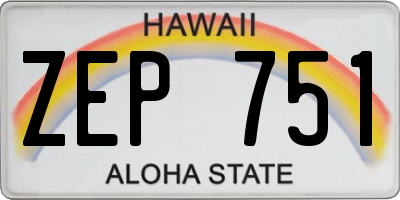 HI license plate ZEP751