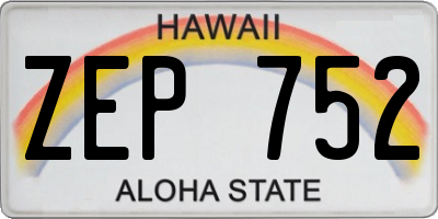 HI license plate ZEP752