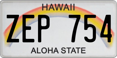 HI license plate ZEP754