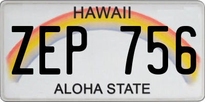HI license plate ZEP756