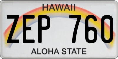 HI license plate ZEP760