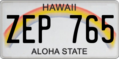 HI license plate ZEP765