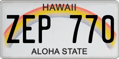 HI license plate ZEP770