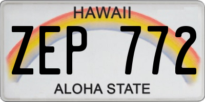HI license plate ZEP772