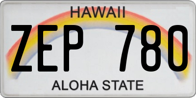 HI license plate ZEP780