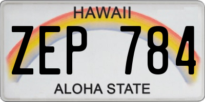 HI license plate ZEP784