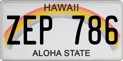 HI license plate ZEP786
