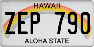 HI license plate ZEP790