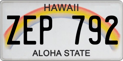 HI license plate ZEP792