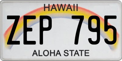 HI license plate ZEP795