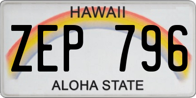 HI license plate ZEP796