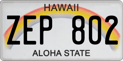 HI license plate ZEP802