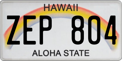 HI license plate ZEP804