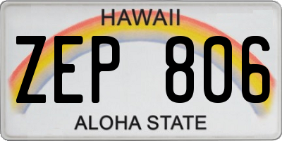 HI license plate ZEP806